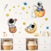 Astronauts on the Moon with Planets & Stars Wall Stickers
