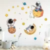 Astronauts on the Moon with Planets & Stars Wall Stickers