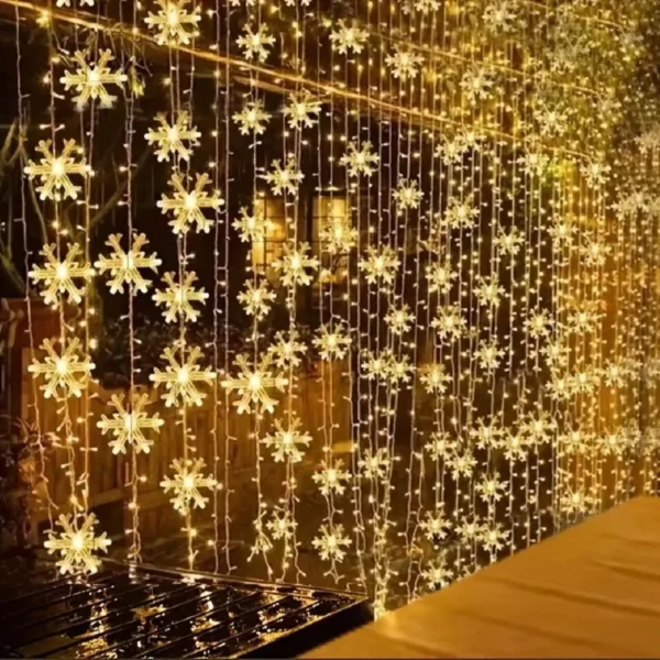 Schneeflocken-Lichterkette 3 m, warmweiß