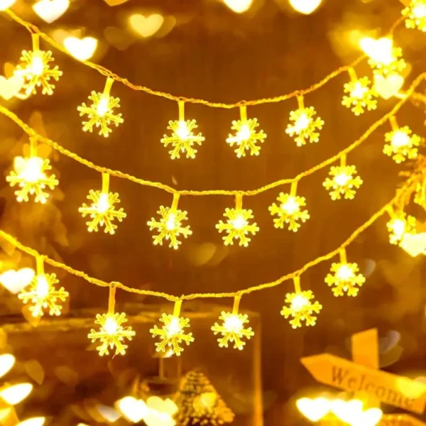 Schneeflocken-Lichterkette 3 m, warmweiß