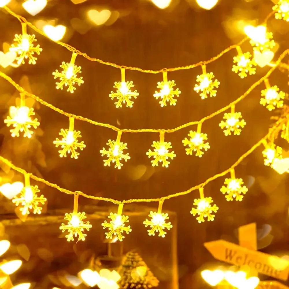 Schneeflocken-Lichterkette 3 m, warmweiß