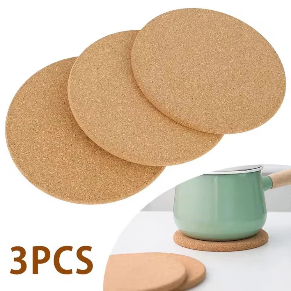 Round Cork Coasters, Ø 19 cm, 3 Pieces