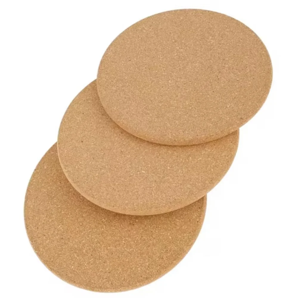 Round Cork Coasters, Ø 19 cm, 3 Pieces