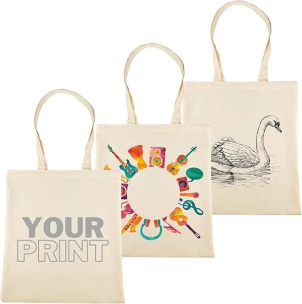 Montegoni Baumwolltasche 3er Pack – 34 × 40 cm, Natur, lange Henkel