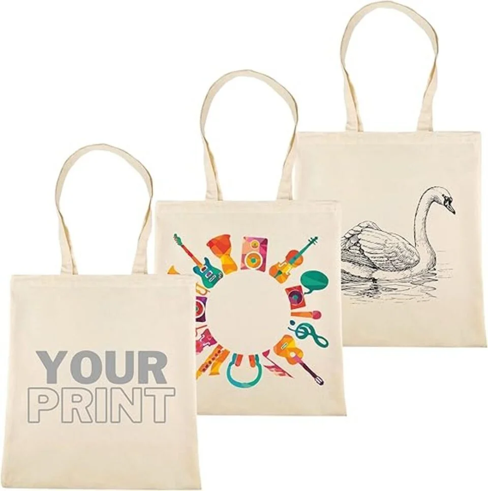 Montegoni Baumwolltasche 3er Pack – 34 × 40 cm, Natur, lange Henkel