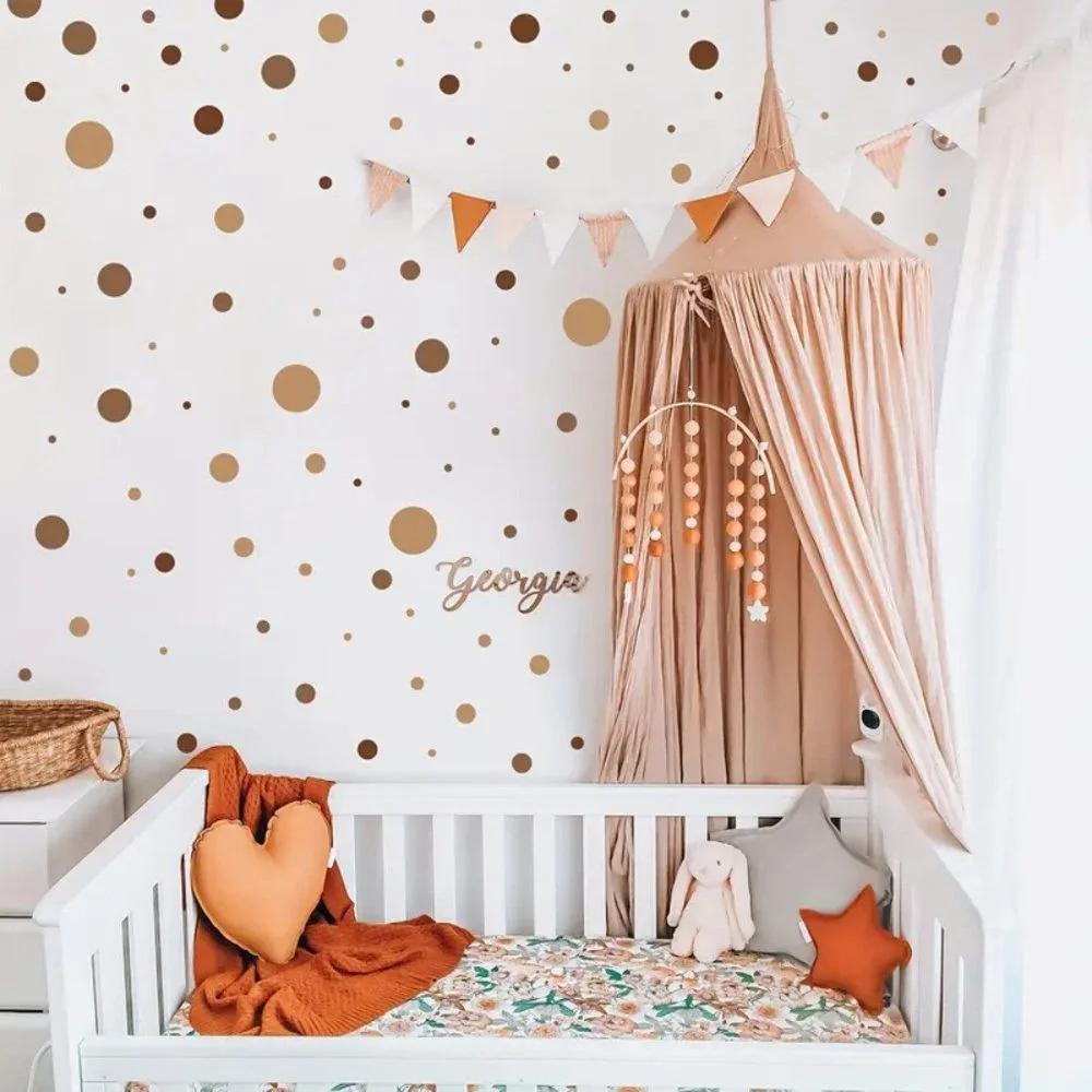 Wall stickers, 4 pieces, Boho Brown Dot Pattern, self-adhesive