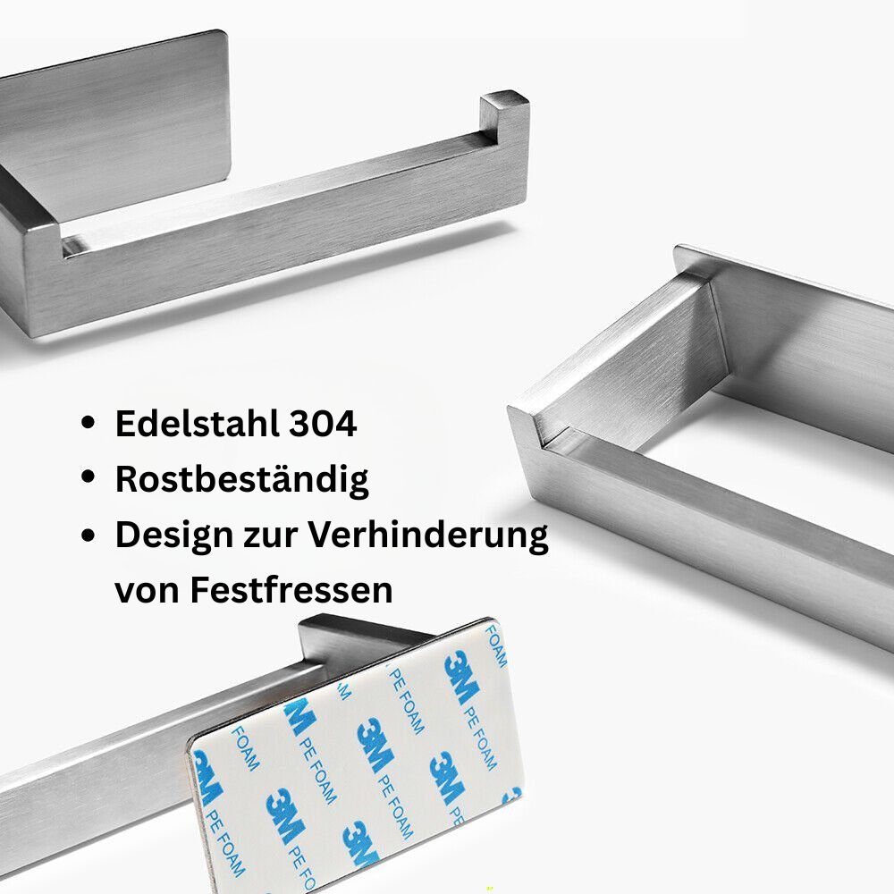 Stainless Steel Toilet Roll Holder, No Drilling, Self-Adhesive