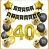 40th Birthday Decoration, Black & Gold