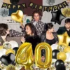 40th Birthday Decoration, Black & Gold