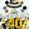 40th Birthday Decoration, Black & Gold
