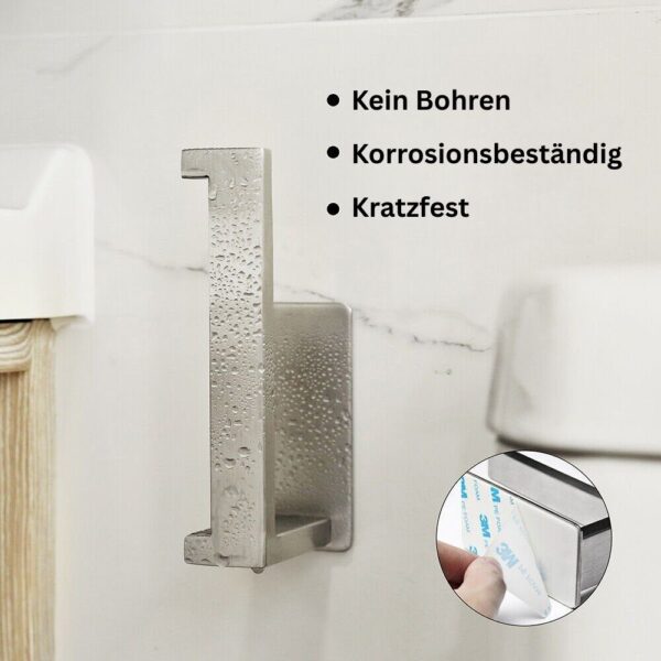 Stainless Steel Toilet Roll Holder, No Drilling, Self-Adhesive