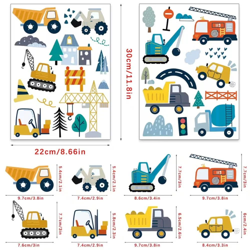 Wandsticker Baufahrzeuge, 5 Bögen