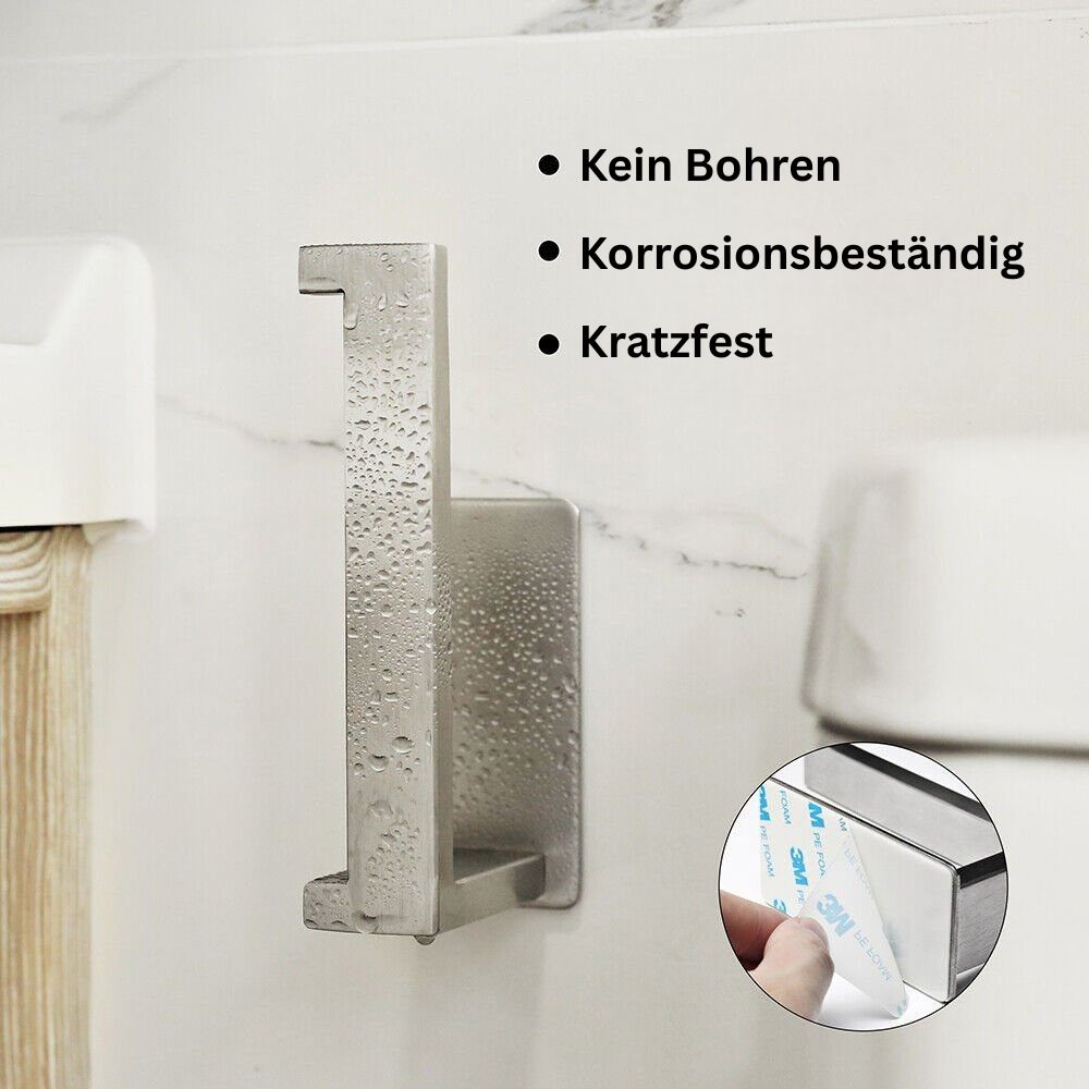 Stainless Steel Toilet Roll Holder, No Drilling, Self-Adhesive