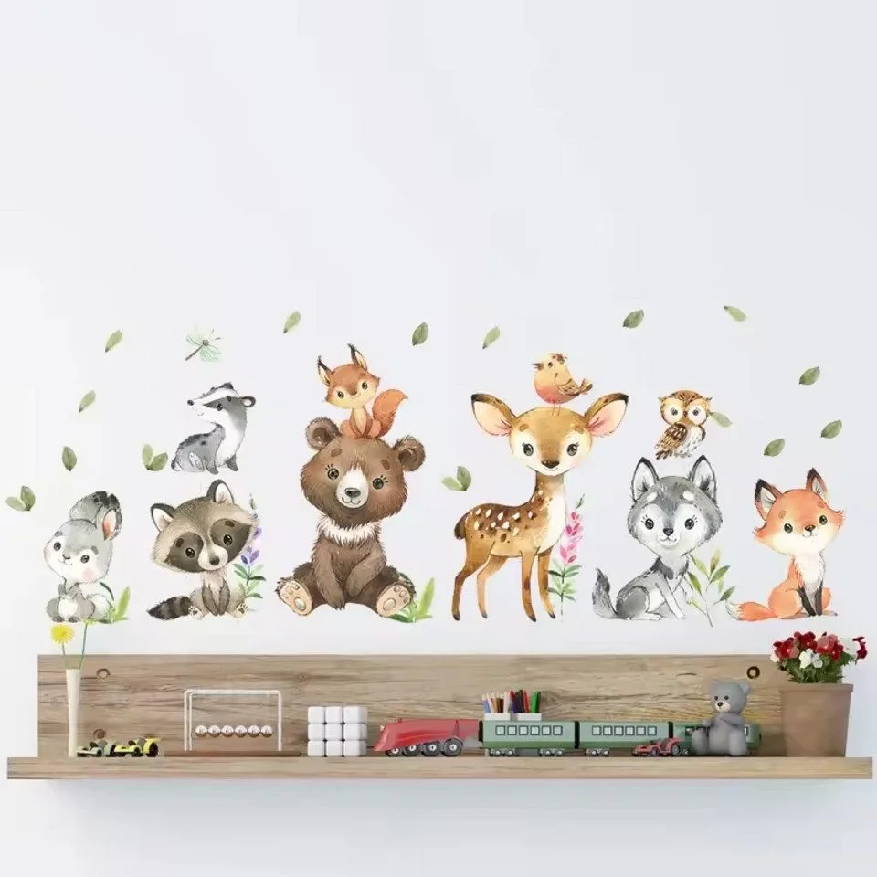 Brown Bear, Deer & Rabbit Wall Stickers (without Tree)