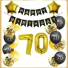 70th Birthday Decoration, Black & Gold