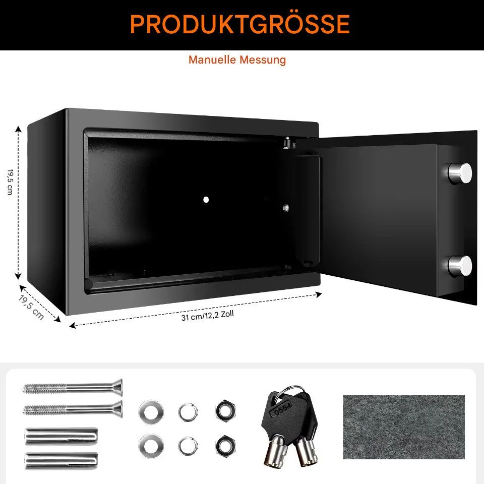 Elektronischer Safe mit Code, 8,5 l, Schwarz