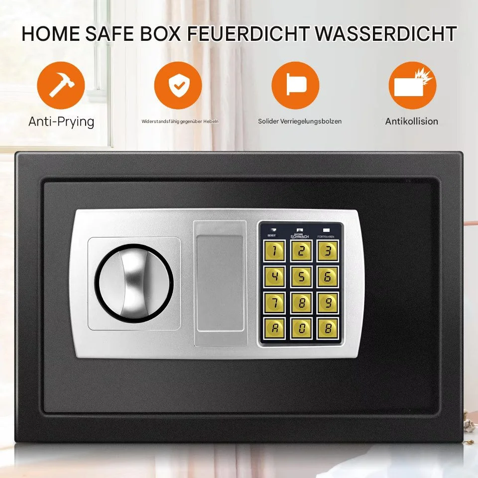 Elektronischer Safe mit Code, 8,5 l, Schwarz