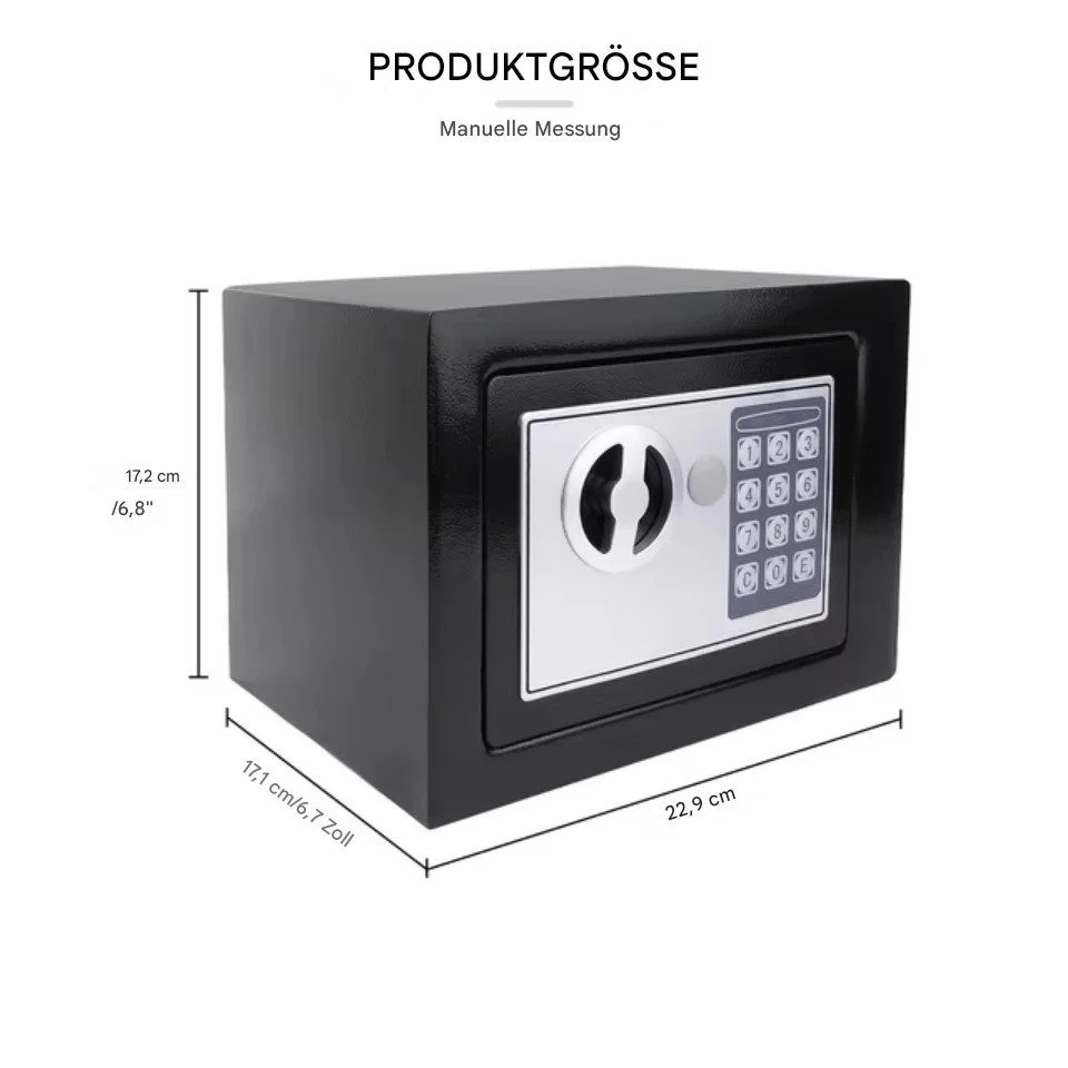 Elektronischer Safe mit Code, 8,5 l, Schwarz