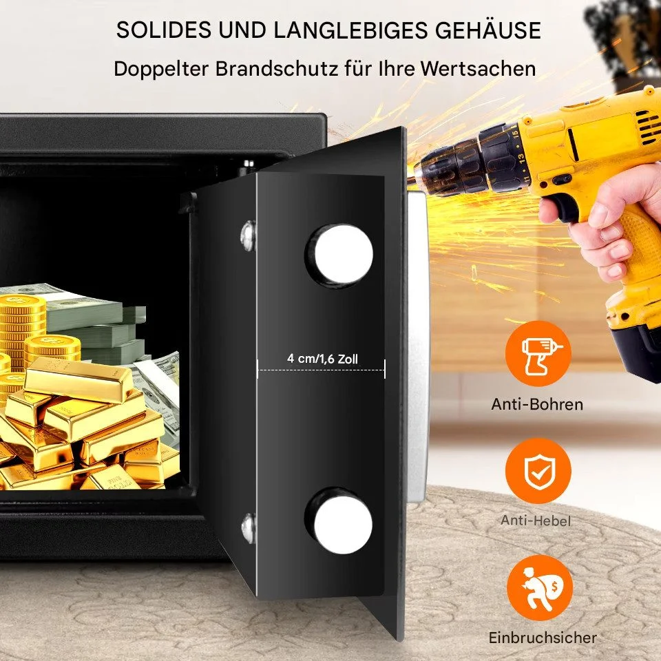 Elektronischer Safe mit Code, 8,5 l, Schwarz