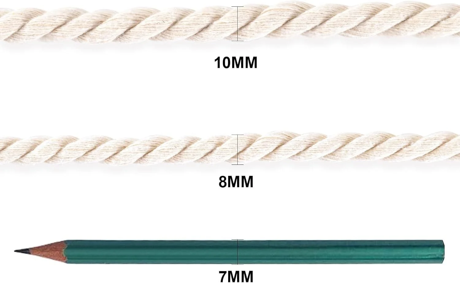 Montegoni Makramee Baumwollseil 8 mm × 5 m – Naturfarben, für DIY & Deko