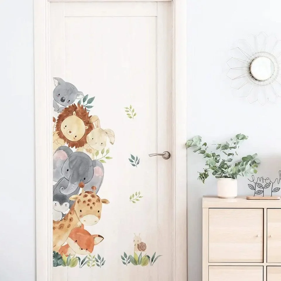 Wandsticker Elefant, Giraffe & Hase – Hochformat