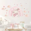 Wandtattoo rosa Regenbogen, Herz, Wolke & Hase