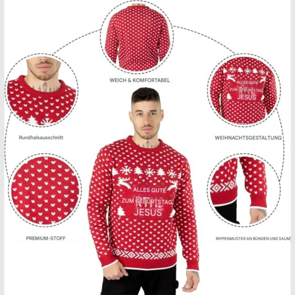 Herren-Weihnachtspullover mit Santa-Motiv, 1 Stück
