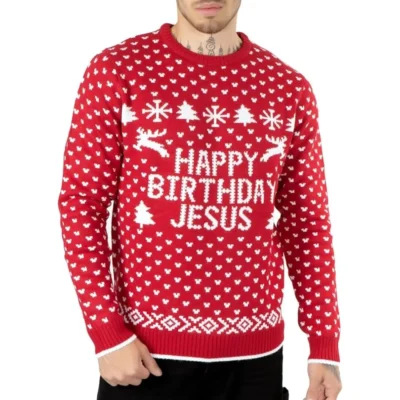 Herren-Weihnachtspullover mit Santa-Motiv, 1 Stück