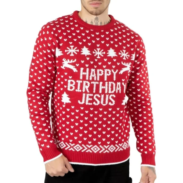Herren-Weihnachtspullover mit Santa-Motiv, 1 Stück