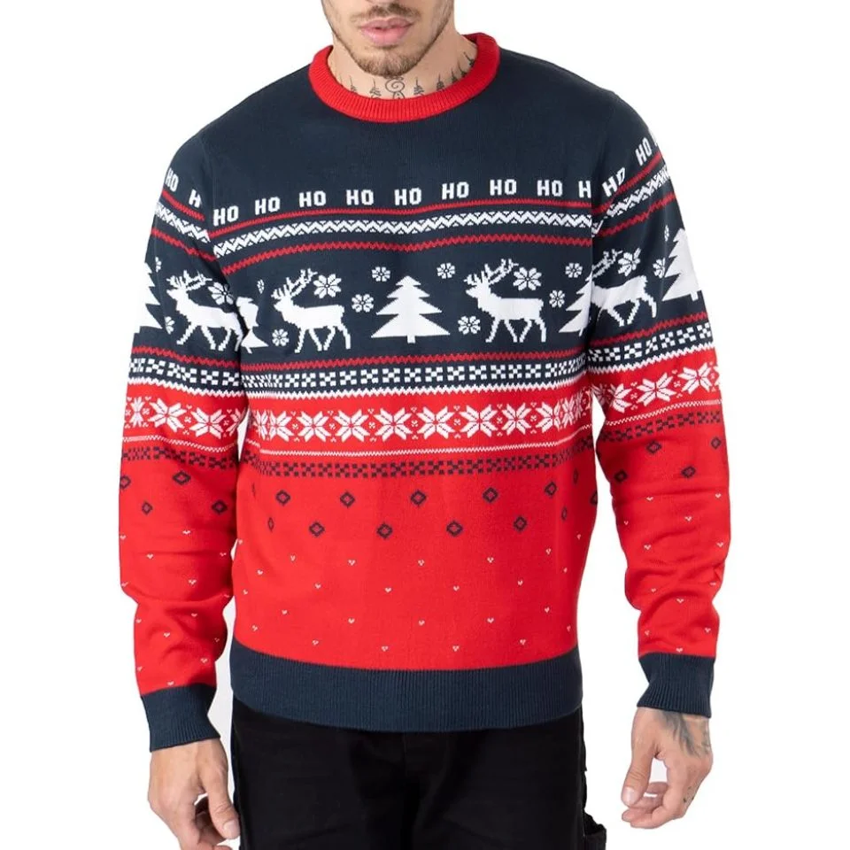 Weihnachtspullover mit Rentier & Schneeflocken, 1 Stück