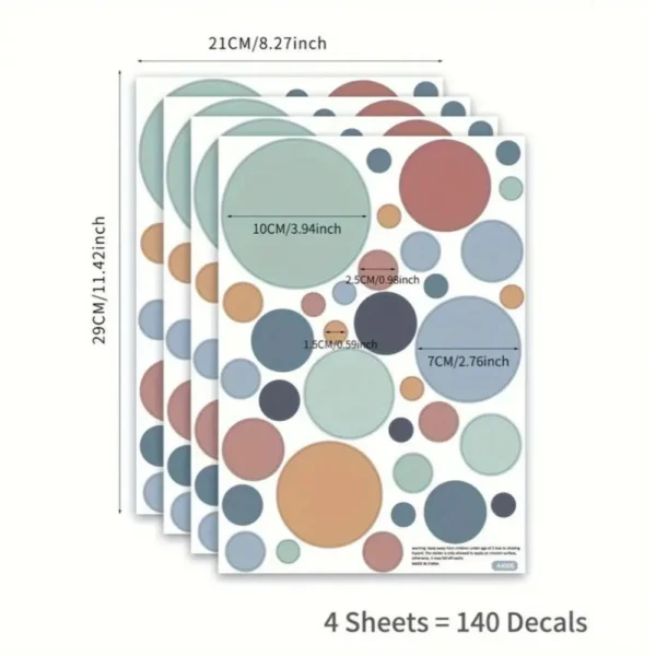 Wandsticker Polka Dots, 140 Stück