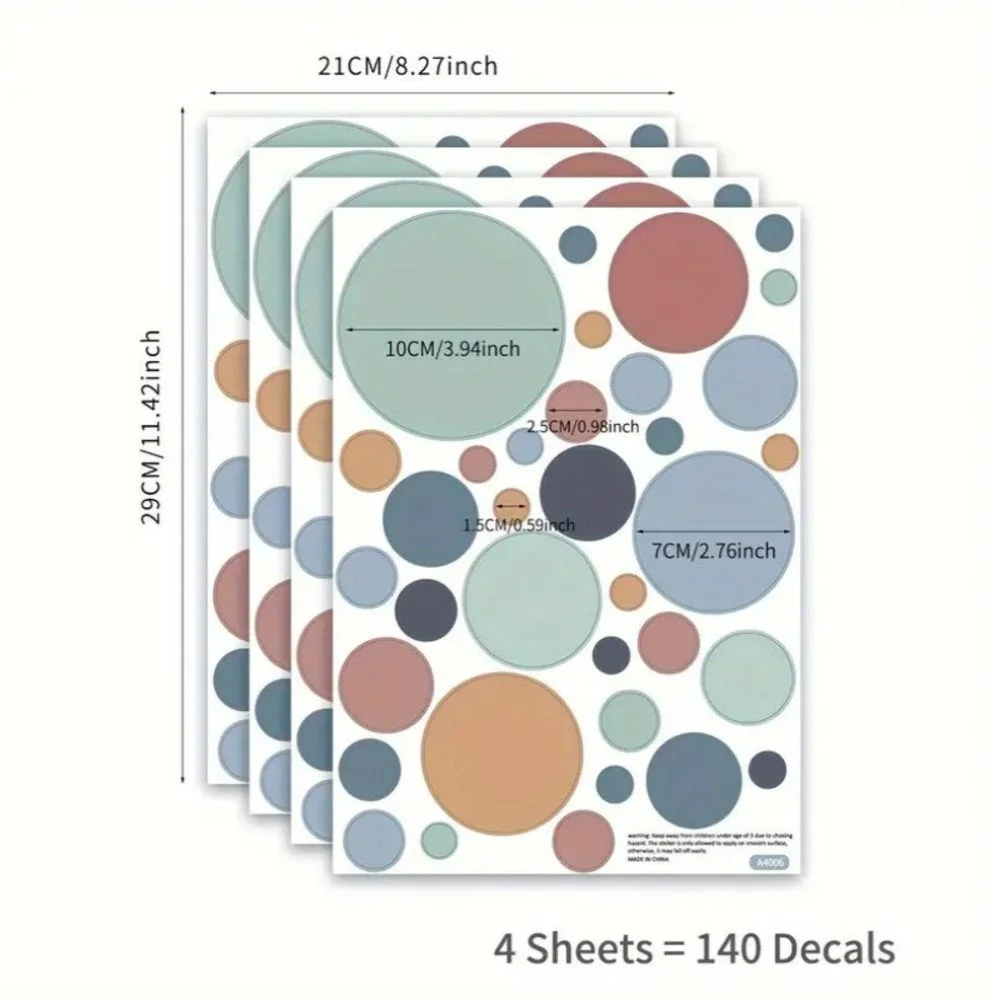 Wandsticker Polka Dots, 140 Stück