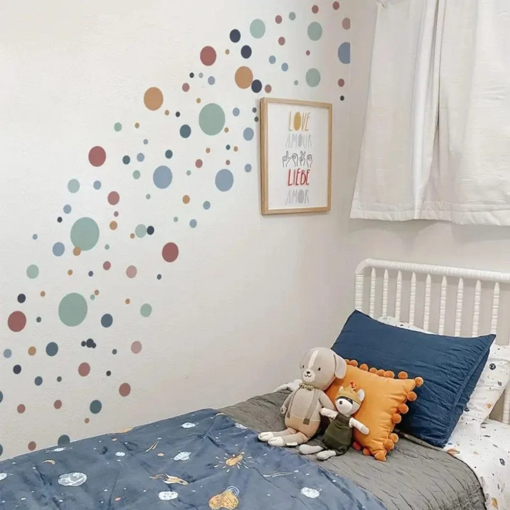Wandsticker Polka Dots, 140 Stück