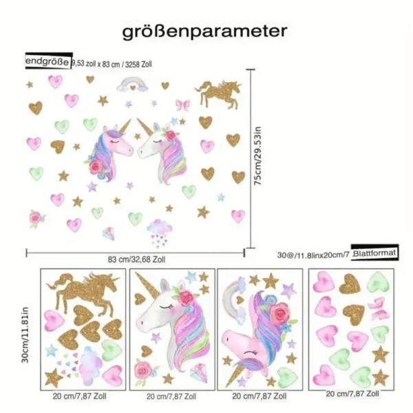 Unicorn and Star Wall Stickers, Removable Home Decor