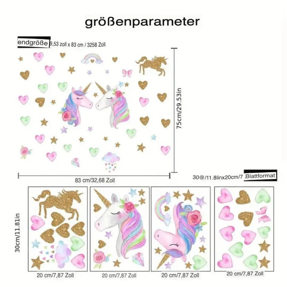 Unicorn and Star Wall Stickers, Removable Home Decor