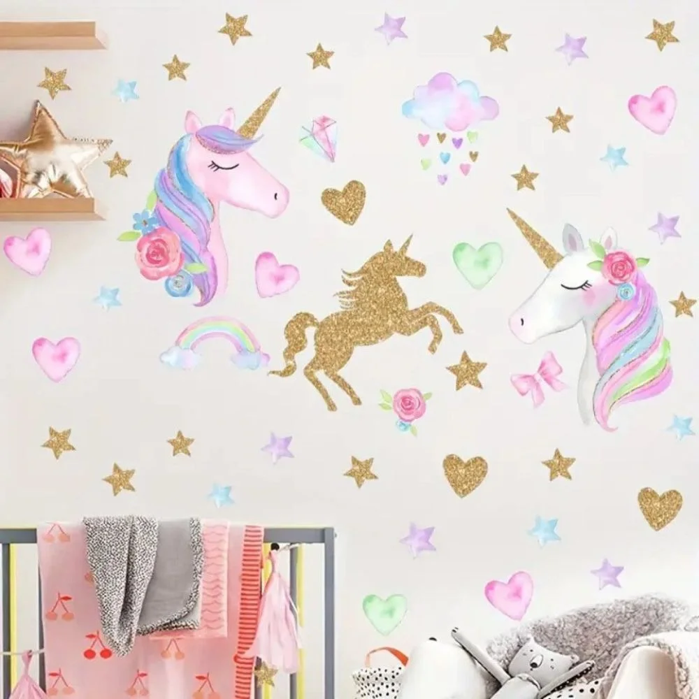 Unicorn and Star Wall Stickers, Removable Home Decor