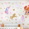 Unicorn and Star Wall Stickers, Removable Home Decor
