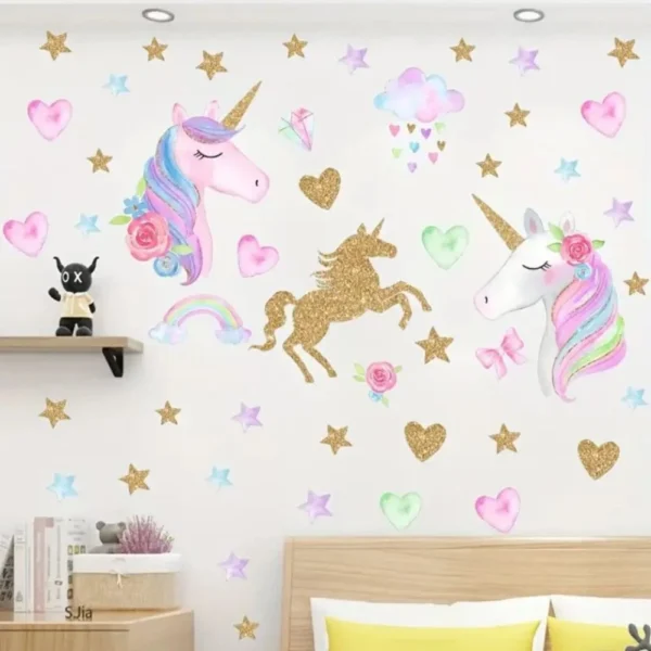 Unicorn and Star Wall Stickers, Removable Home Decor