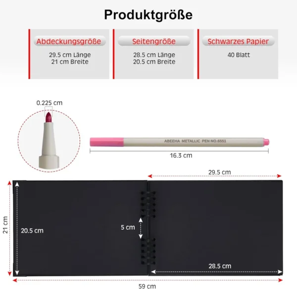 DIY Photo Album, Black, 29.5 × 21.0 × 3.4 cm