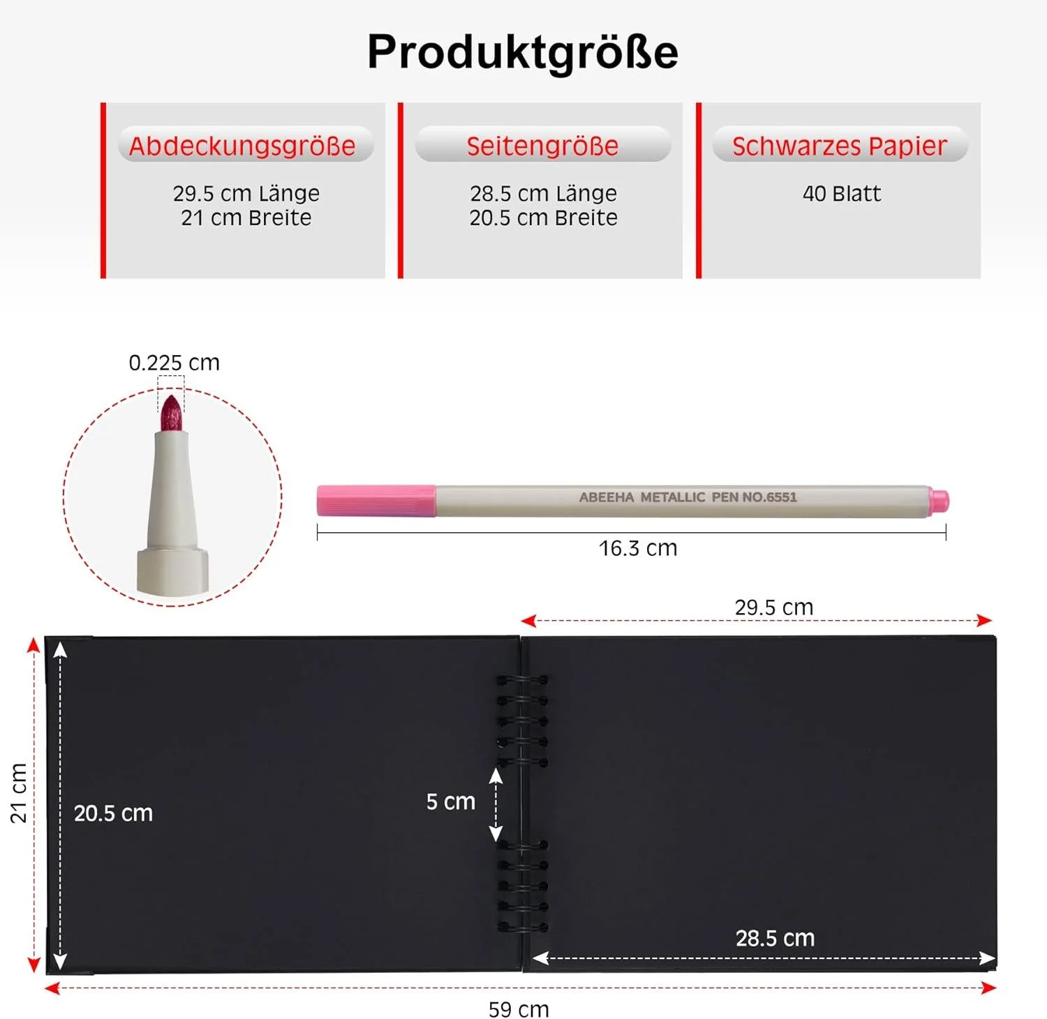 DIY Photo Album, Black, 29.5 × 21.0 × 3.4 cm