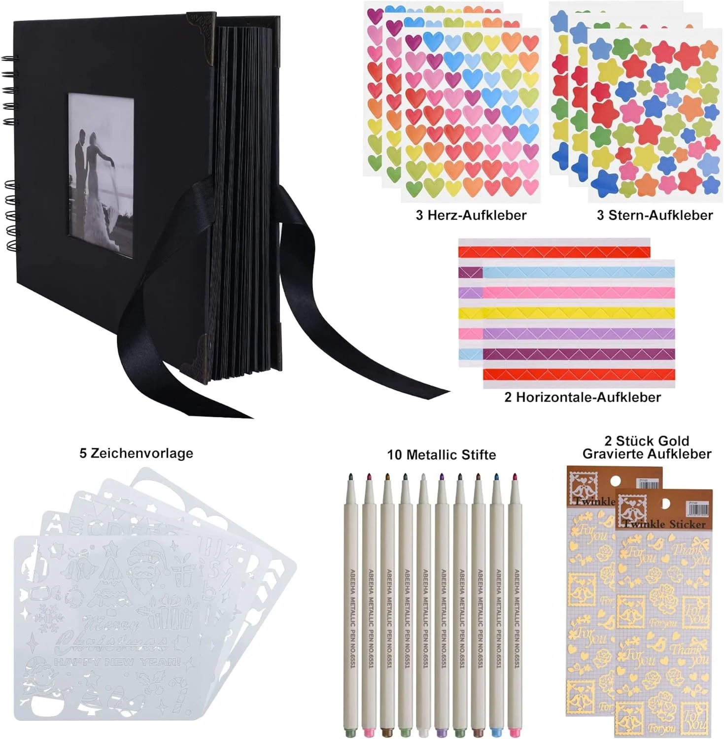 DIY Photo Album, Black, 29.5 × 21.0 × 3.4 cm
