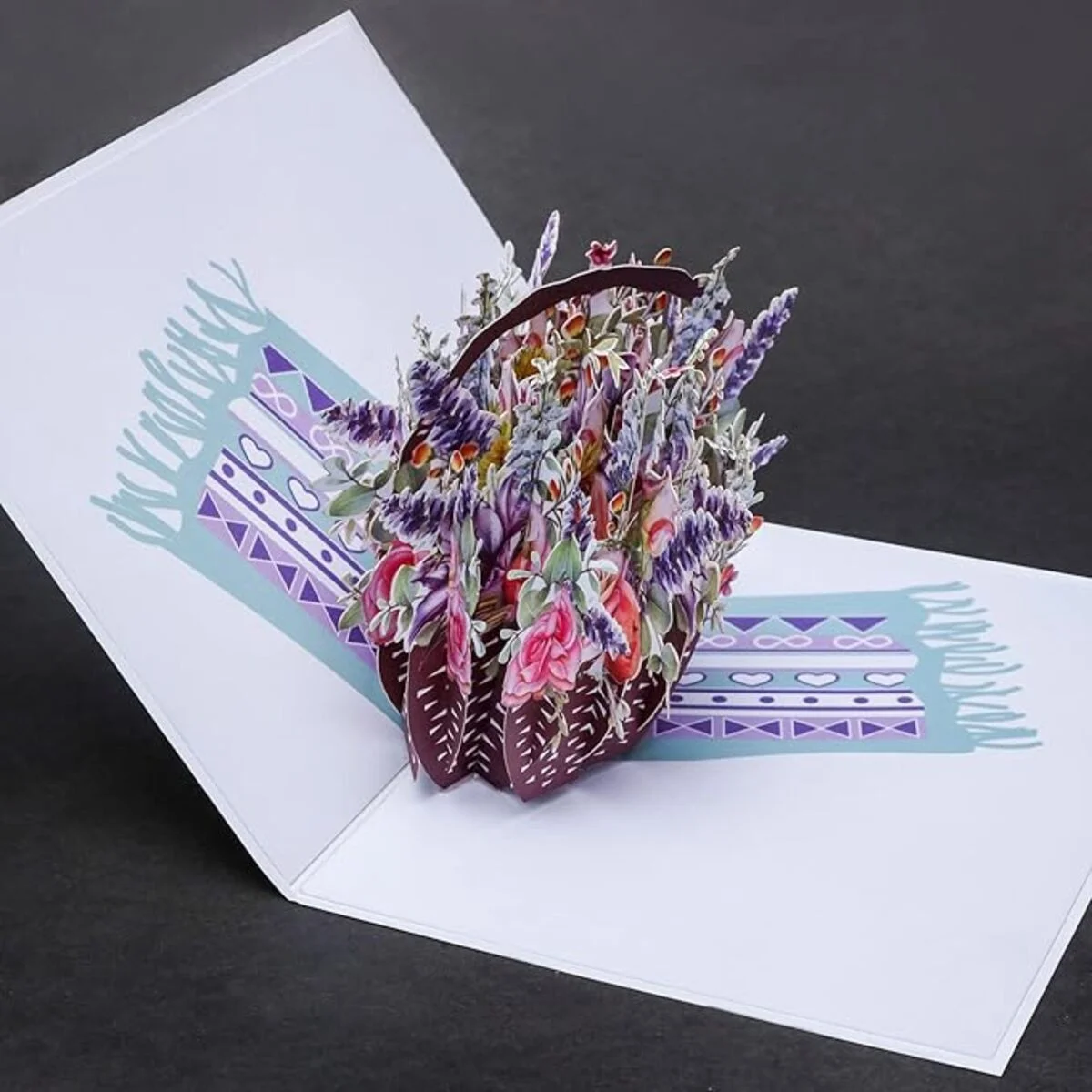 3D Pop-up Greeting Card Flower Basket with Envelope