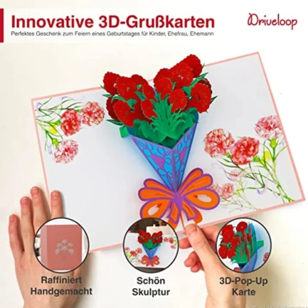 3D-Pop-up-Karte roter Blumenstrauß