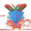 3D-Pop-up-Karte roter Blumenstrauß
