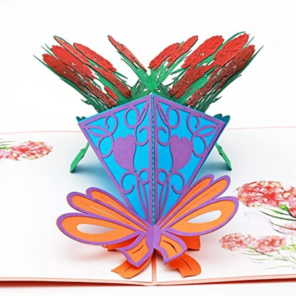 3D-Pop-up-Karte roter Blumenstrauß