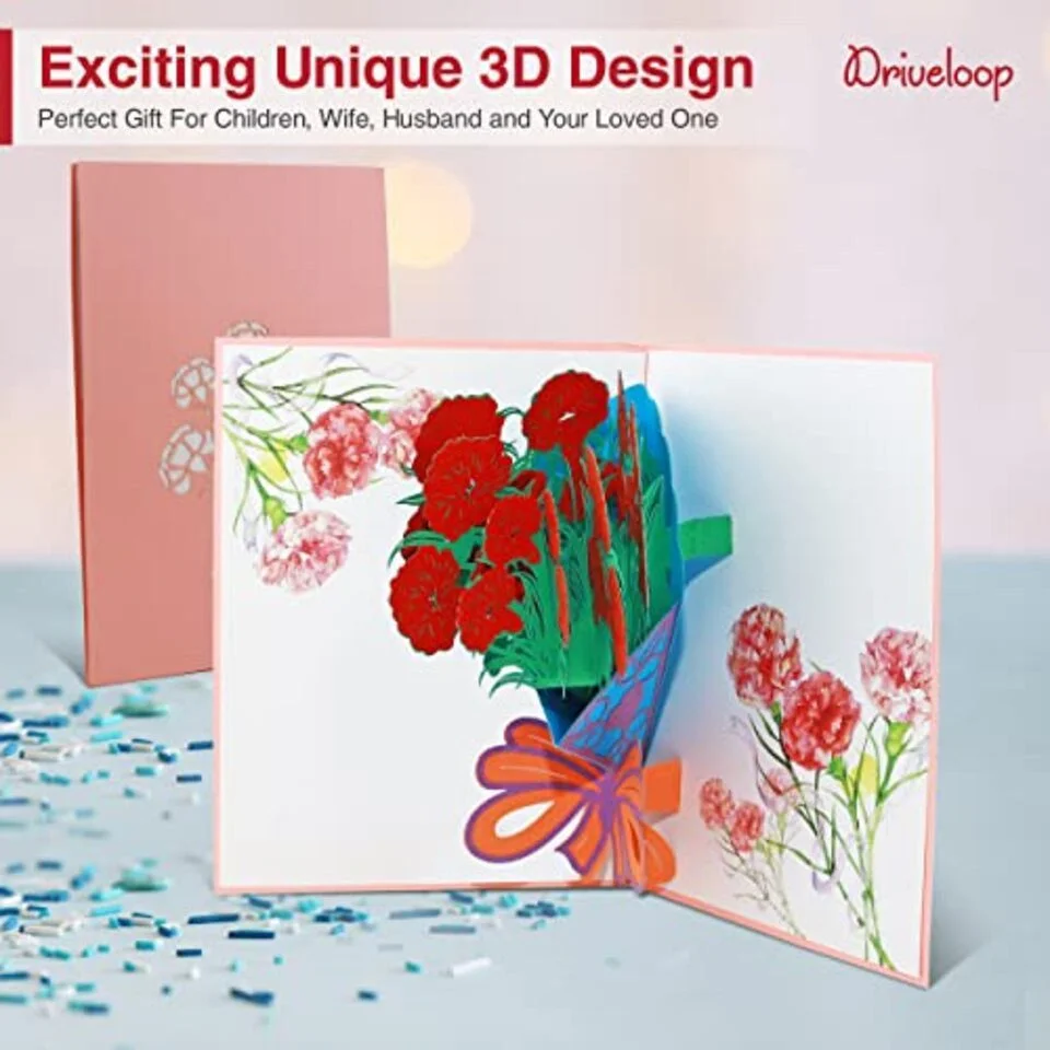 3D-Pop-up-Karte roter Blumenstrauß