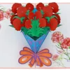 3D-Pop-up-Karte roter Blumenstrauß