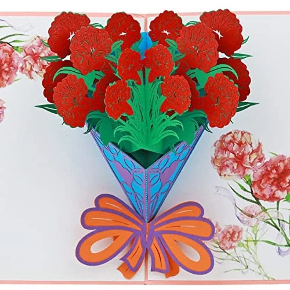 3D-Pop-up-Karte roter Blumenstrauß