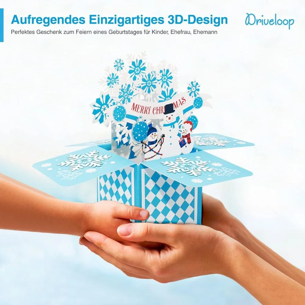 Christmas card, 3D pop-up greeting card with natural envelope