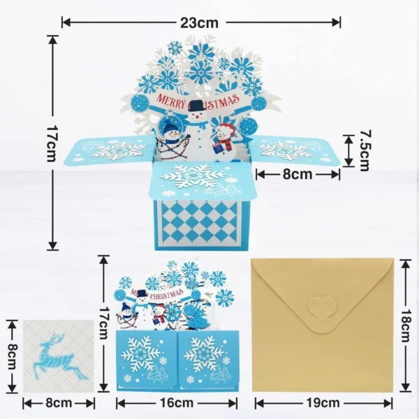 Christmas card, 3D pop-up greeting card with natural envelope